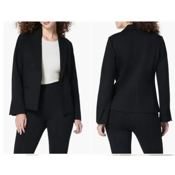 Spanx Black Ponte Knit Single Button Blazer